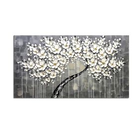 Abstract Knife 3D Flower Picture Wall Art Home Decor Hand Painted Flower Oil Painting on Canvas Handmade white Floral Paintings (size: 50x100cm)