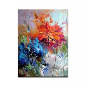 100% Hand Painted Abstract Oil Painting Wall Art Modern Flowers Picture On Canvas Home Decoration For Living Room No Frame (size: 70x140cm)