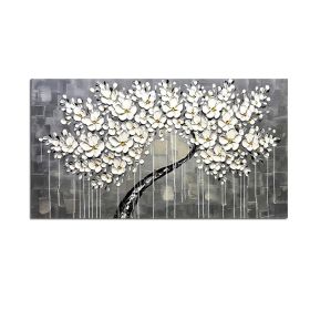 Abstract Knife 3D Flower Picture Wall Art Home Decor Hand Painted Flower Oil Painting on Canvas Handmade white Floral Paintings (size: 100x150cm)