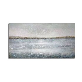 The Modern Sea View Blue Wall Art Canvas Hand Painted Sunny Abstract Painting Wall Picture for Home Office Decorations No Frame (size: 90x120cm)