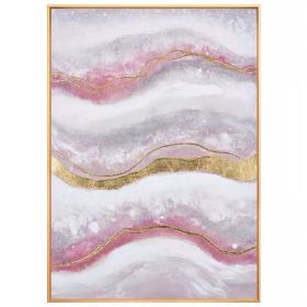 100% Handmade Gold Foil Abstract Oil Painting Wall Art Modern Minimalist Pink Marble Texture Picture Canvas Home Decor For Living Room No Frame (size: 60x90cm)