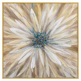 Abstract Golden White Flowers Hand Painted Oil Painting On Canvas Art Wall Pictures Painting For Living Room Home Decor Gift (size: 70x70cm)
