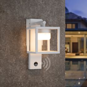 Inowel Outdoor Motion Sensor Wall Light - 650lm GX53 LED Bulb - Modern Wall Sconce - Waterproof (Color: White)