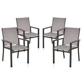MEOOEM Patio Dining Chairs 2PCS Outdoor Metal Textilene Outdoor Dining Chairs; Durable for Lawn Garden Backyard Pool All Weather (Type: 4PC)