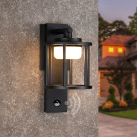 Inowel Motion Sensor Outdoor Wall Porch Light 650Lm 6.5W GX53 LED Bulb Modern Wall Sconce 3000K 36311 (Color: Black)
