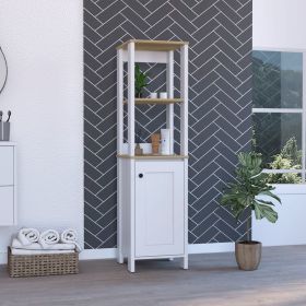 Arctic Linen Cabinet; With Four Shelves; Single Door Cabinet (Color: Light Oak / White)