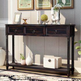 Console Table Sofa Table with Drawers for Entryway with Projecting Drawers and Long Shelf (Color: Espresso)