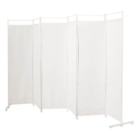 6 Feet 6-Panel Room Divider with Steel Support Base (Color: White)