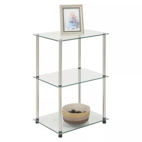 Classic Glass Tall 3 Tier End End Table (Color: Clear)
