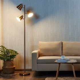 64" 3-Light LED Floor Lamp Reading Light for Living Room Bedroom (Color: golden)