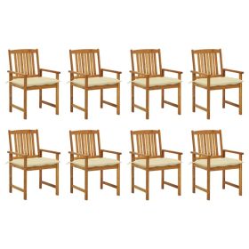 Patio Chairs with Cushions 8 pcs Solid Acacia Wood (Color: Brown)