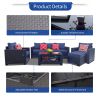 Outdoor Garden Patio Furniture 7-Piece PE Rattan Wicker Cushioned Sofa Sets and Coffee Table