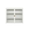 27.56"Glass Doors Modern Two-door Wall Cabinet with Featuring Three-tier Storage for Entryway Living Room Bathroom Dining Room