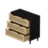 31.50"3-Drawers Rattan Storage Cabinet Rattan Drawer,for Bedroom,Living Room,Dining Room,Hallways