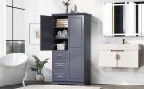 Tall and Wide Storage Cabinet with Doors for Bathroom/Office, Three Drawers