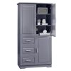 Tall and Wide Storage Cabinet with Doors for Bathroom/Office, Three Drawers