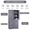 Tall and Wide Storage Cabinet with Doors for Bathroom/Office, Three Drawers
