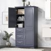 Tall and Wide Storage Cabinet with Doors for Bathroom/Office, Three Drawers