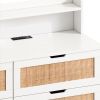 43.31"6-Drawers Rattan Storage Cabinet Rattan Drawer with LED Lights and Power Outlet,for Bedroom,Living Room