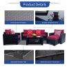 Outdoor Garden Patio Furniture 7-Piece PE Rattan Wicker Cushioned Sofa Sets and Coffee Table