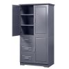 Tall and Wide Storage Cabinet with Doors for Bathroom/Office, Three Drawers