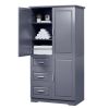 Tall and Wide Storage Cabinet with Doors for Bathroom/Office, Three Drawers