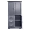 Tall and Wide Storage Cabinet with Doors for Bathroom/Office, Three Drawers