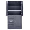 Tall and Wide Storage Cabinet with Doors for Bathroom/Office, Three Drawers