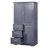 Tall and Wide Storage Cabinet with Doors for Bathroom/Office, Three Drawers