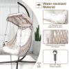 Swing Egg Chair with Stand Indoor Outdoor, UV Resistant Cushion Hanging Chair with Cup Holder
