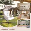 Swing Egg Chair with Stand Indoor Outdoor, UV Resistant Cushion Hanging Chair with Cup Holder